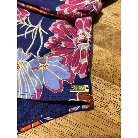 Jones New York One Piece Swimsuit Floral One Shoulder Tie Waist Medium Beach - Picture 6 of 10